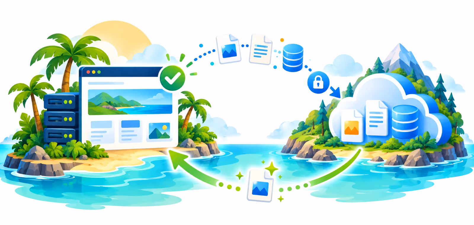 網頁設計 Website Backup 網站資料庫檔案異地備援與還原示意